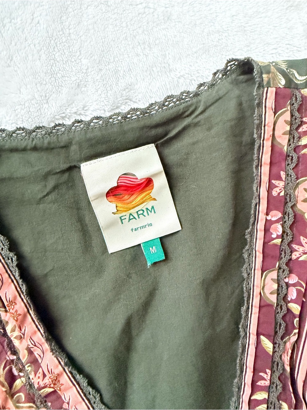 FARM Rio Flowering Garden Blouse 100% Cotton Beautiful Details Size M - Picture 2 of 13